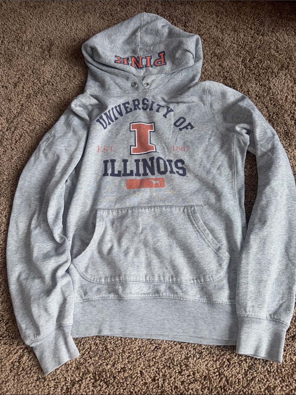 Jones & Mitchell x PINK collab university of Illinois grey hoodie